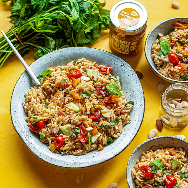 Veganer Orzo Nudel Salat